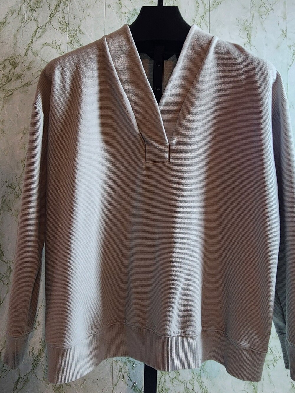 LANDS' END Ribbed Knit Vneck